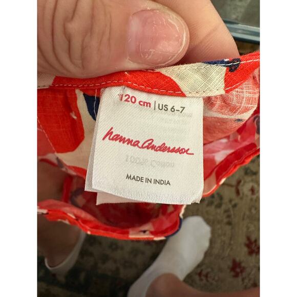 Hanna Andersson Girls Print Cross Back Cotton Poplin Tank Top & Bottom Size 6-7 - Picture 7 of 8